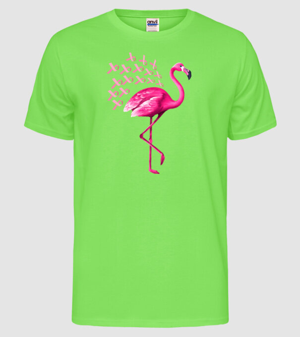 Flamingo pink model verde neon pe tricou