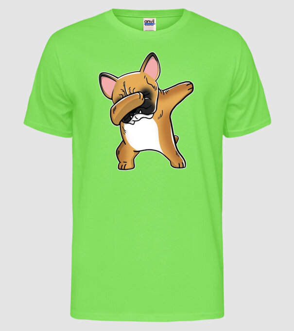 Buldog francez DAB model verde neon pe tricou