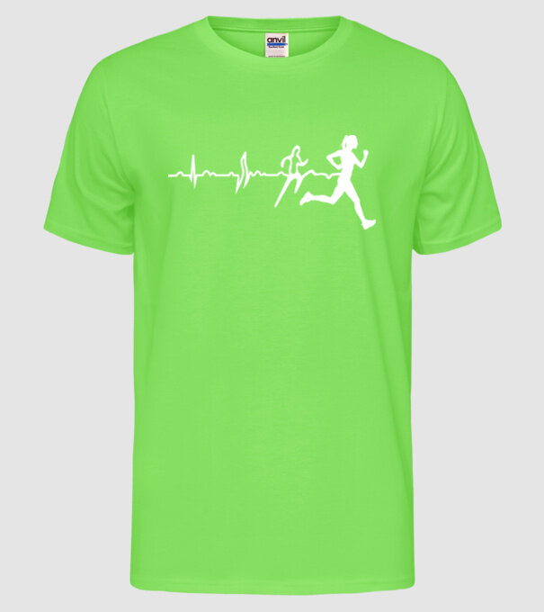 femeie alergătoare ecg model verde neon pe tricou