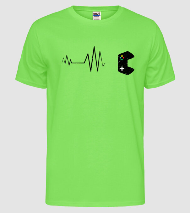 Gamer Ritm cardiac model verde neon pe tricou