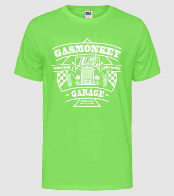 Gas Monkey model verde neon pe tricou