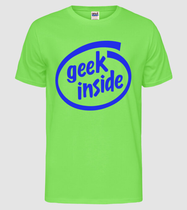 Geek inside model verde neon pe tricou