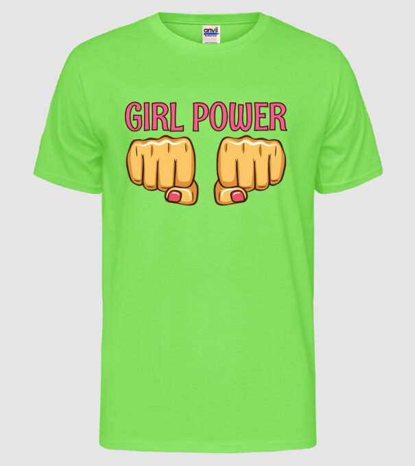 Girl Fist model verde neon pe tricou