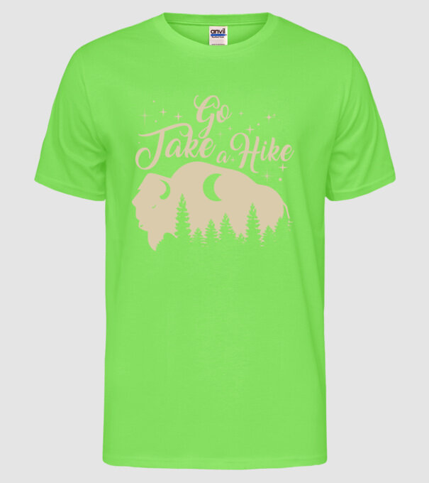 Go take a hike buffalo model verde neon pe tricou
