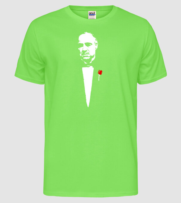 godfather cu trandafir model verde neon pe tricou