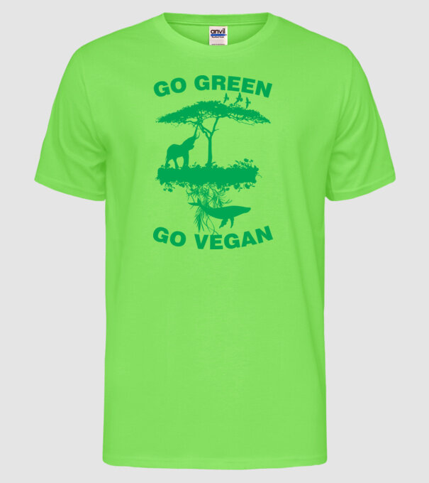 go green go vegan model verde neon pe tricou