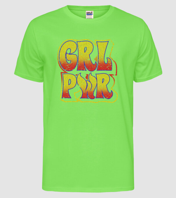 Girl Power retro model verde neon pe tricou