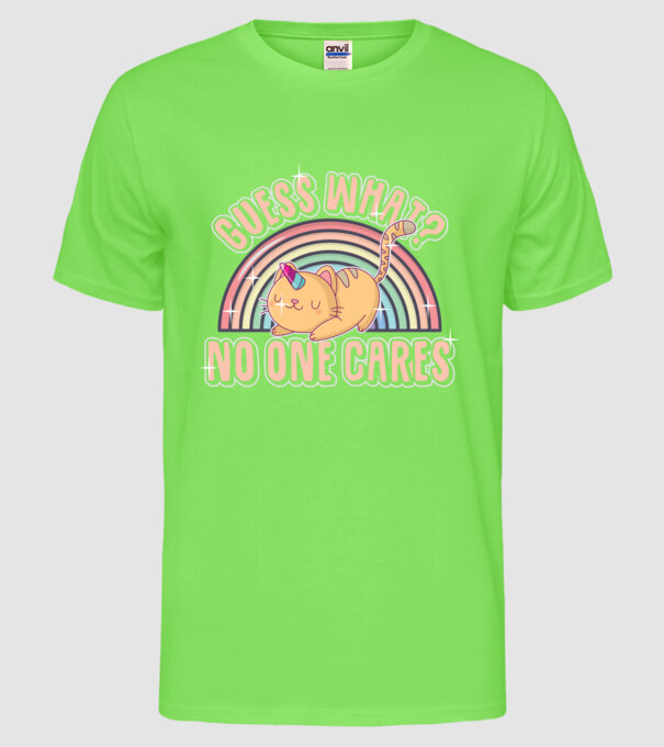 Guess what pisică-unicorn model verde neon pe tricou