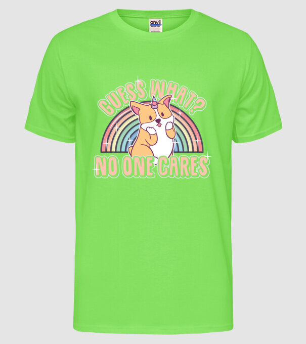 Guess what corgicorn model verde neon pe tricou