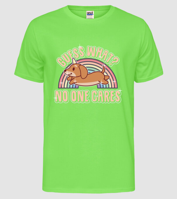 Guess what teckel model verde neon pe tricou