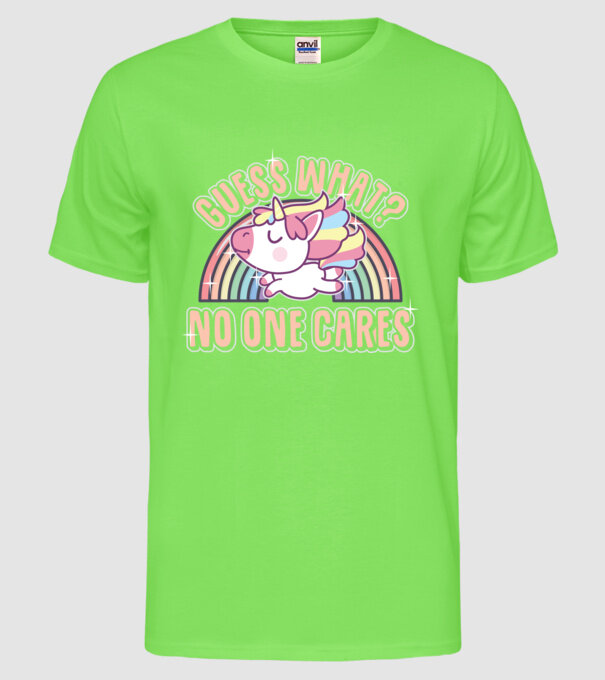 Guess what Unicorn model verde neon pe tricou