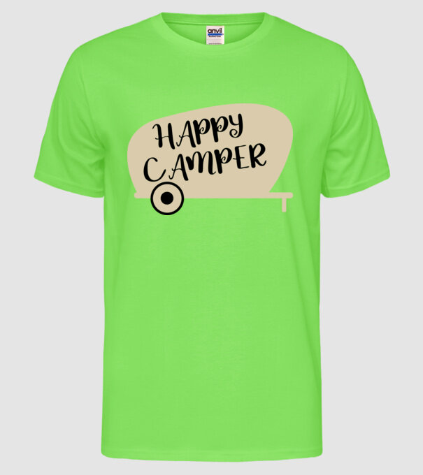 Happy camper text model verde neon pe tricou