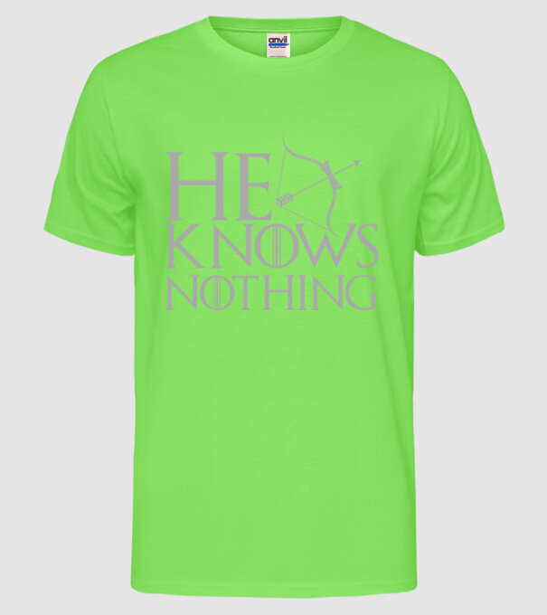 Cuplu He knows nothing model verde neon pe tricou