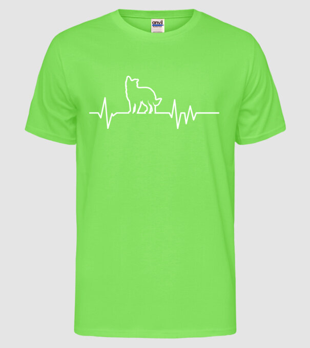 Heartbeat line Border Collie model verde neon pe tricou