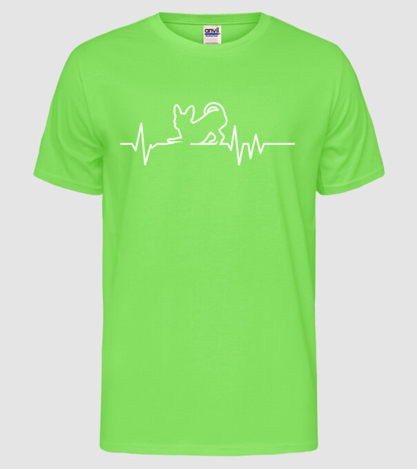 Heartbeat line Chihuahua model verde neon pe tricou