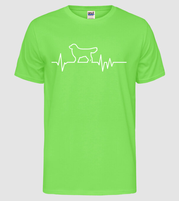 Heartbeat line Golden Retriever model verde neon pe tricou