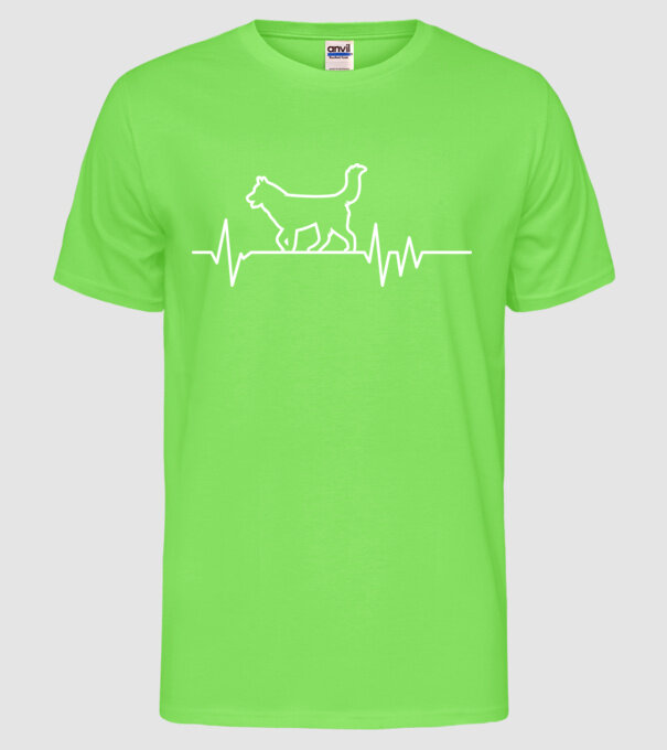 Heartbeat line Husky model verde neon pe tricou