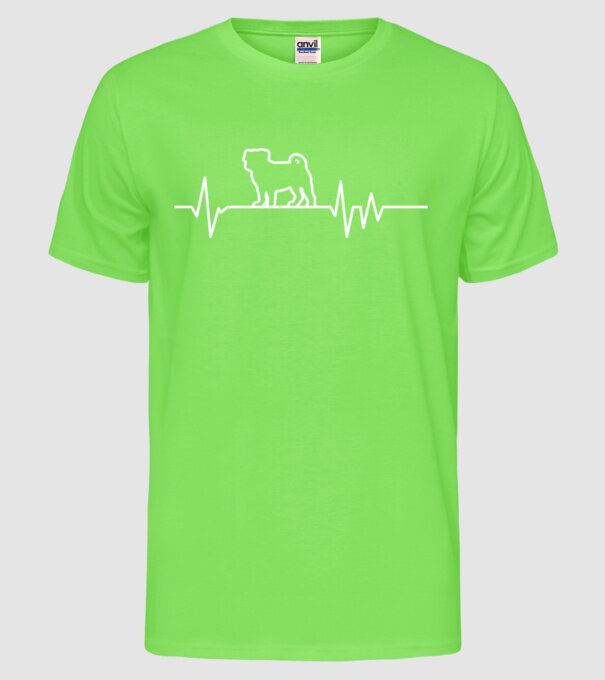 Heartbeat line Mops model verde neon pe tricou