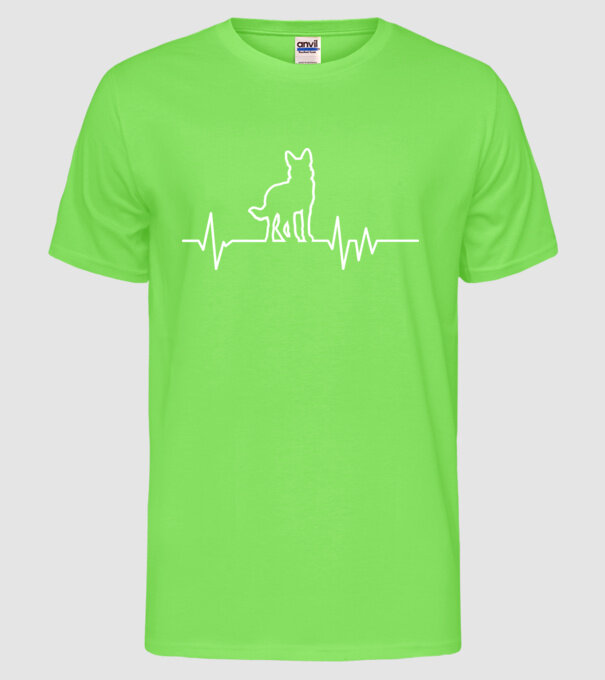 Heartbeat line Ciobănesc german model verde neon pe tricou