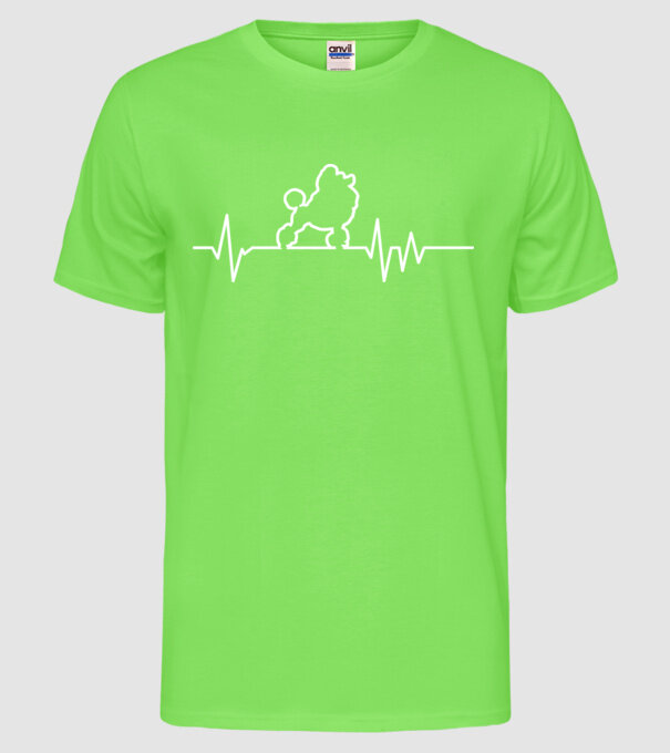 Heartbeat line Pudel model verde neon pe tricou