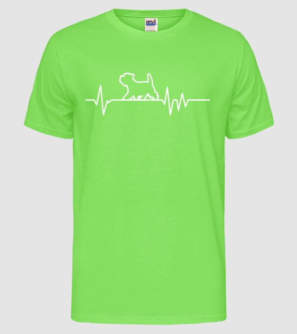 Heartbeat line Westie model verde neon pe tricou