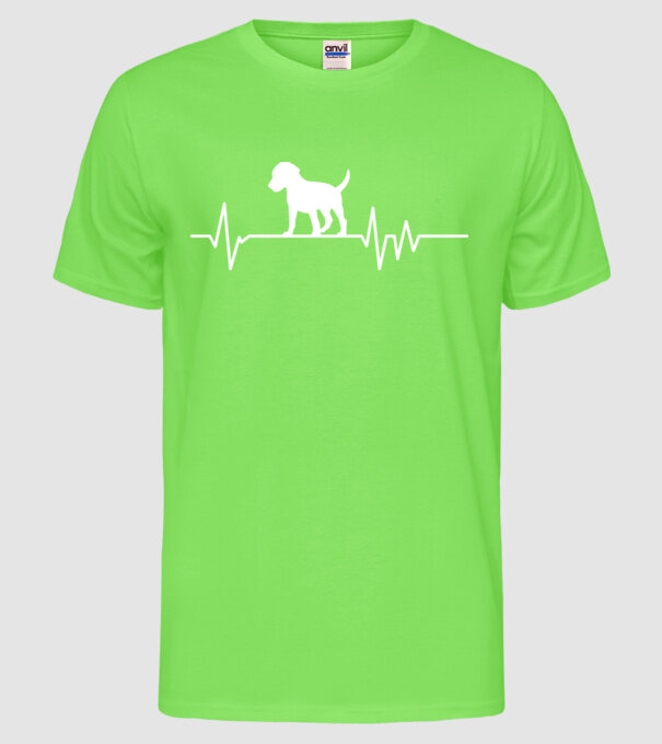 Heartbeat silueta Beagle model verde neon pe tricou