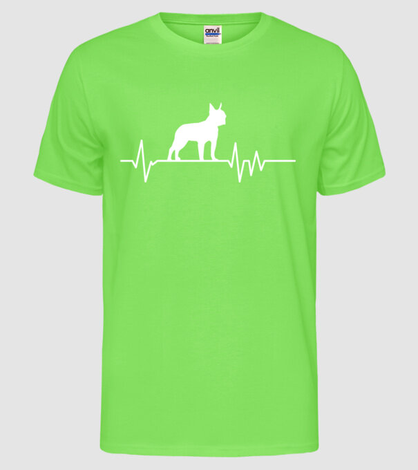 Heartbeat silueta Boston terrier model verde neon pe tricou