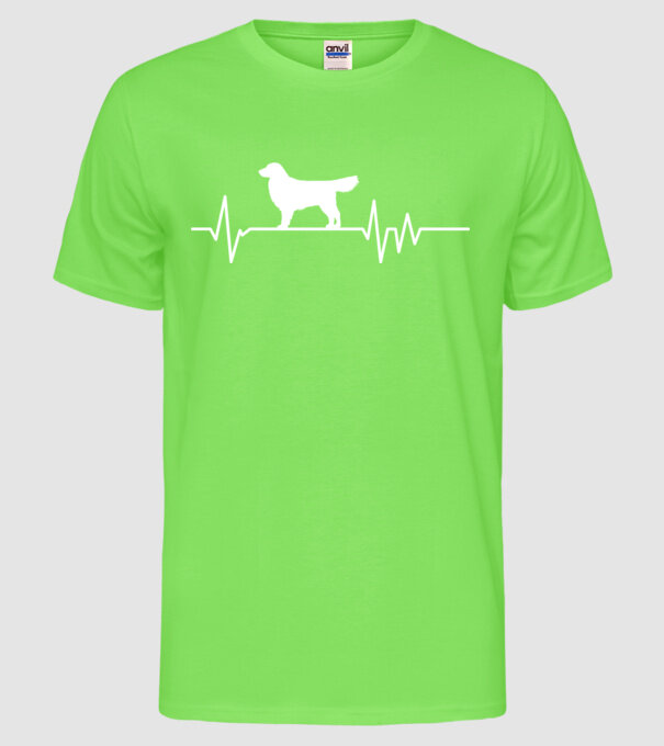 Heartbeat silueta Golden retriever model verde neon pe tricou
