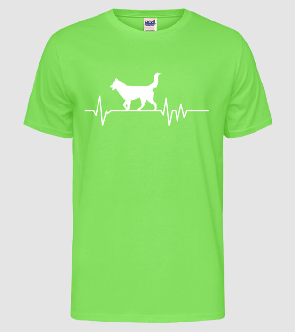 Heartbeat silueta Husky model verde neon pe tricou