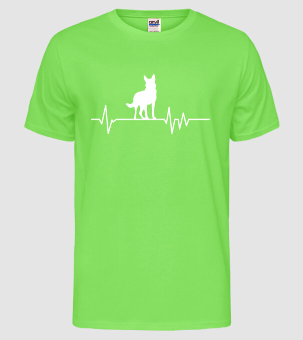 Heartbeat siluetă Ciobănesc german model verde neon pe tricou