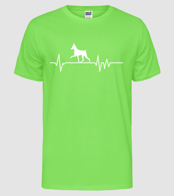 Heartbeat silueta Pinscher model verde neon pe tricou