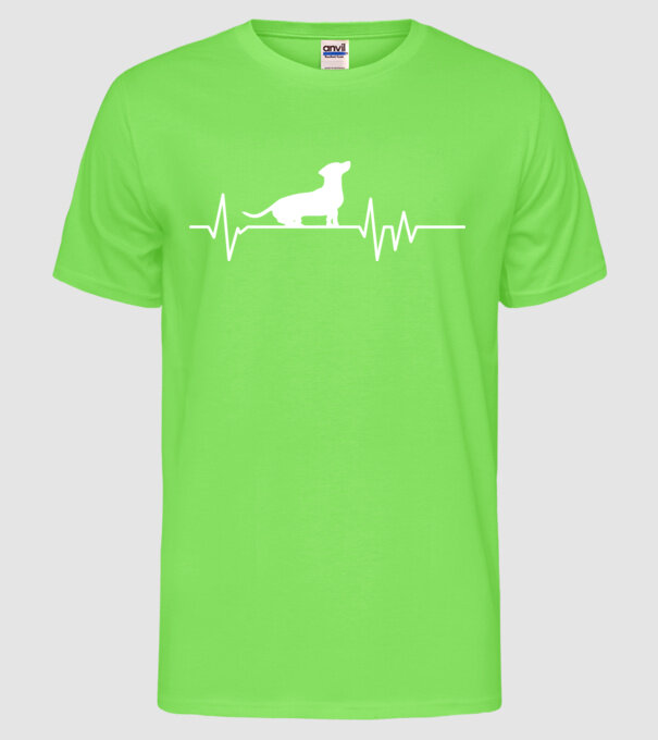 Heartbeat silueta Teckel model verde neon pe tricou