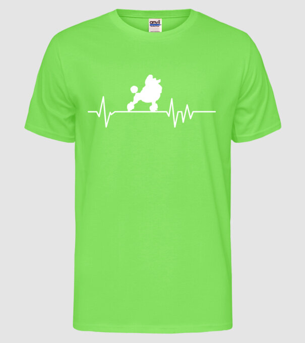 Heartbeat silueta Pudel model verde neon pe tricou