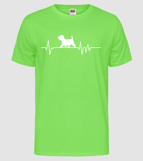Heartbeat silueta Westie model verde neon pe tricou