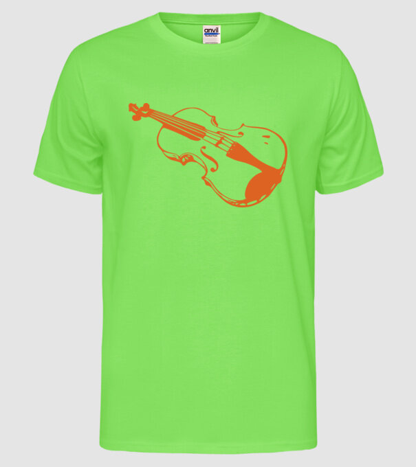 Vioară model verde neon pe tricou