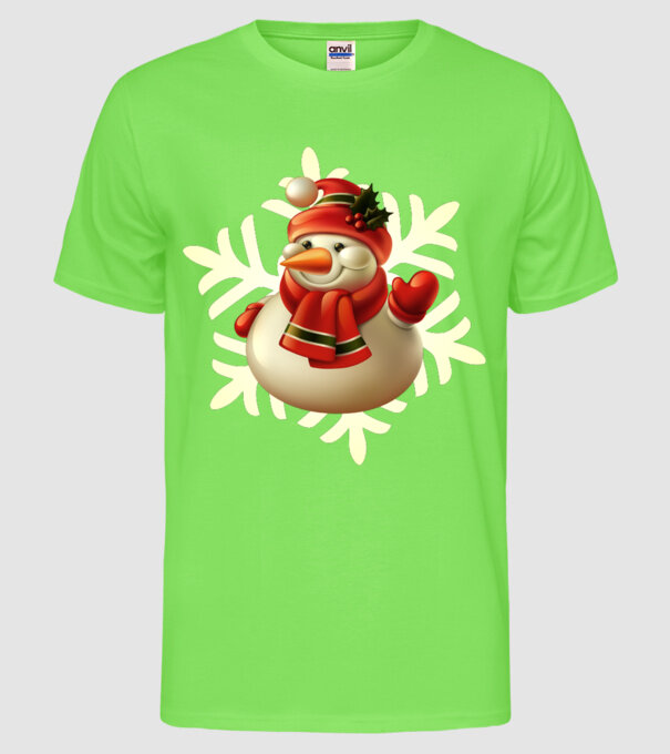 Om de zăpadă Moș Crăciun model verde neon pe tricou