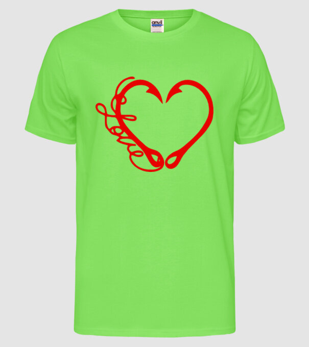 Inima Cârlig model verde neon pe tricou