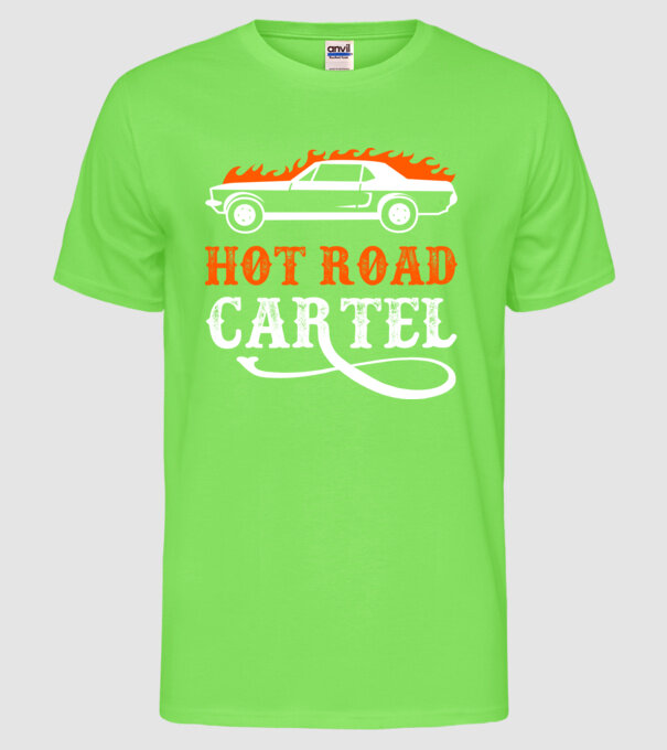 Hot road cartel model verde neon pe tricou