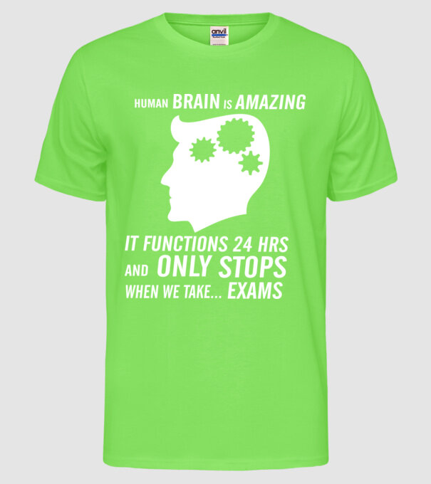 Human brain is amazing model verde neon pe tricou