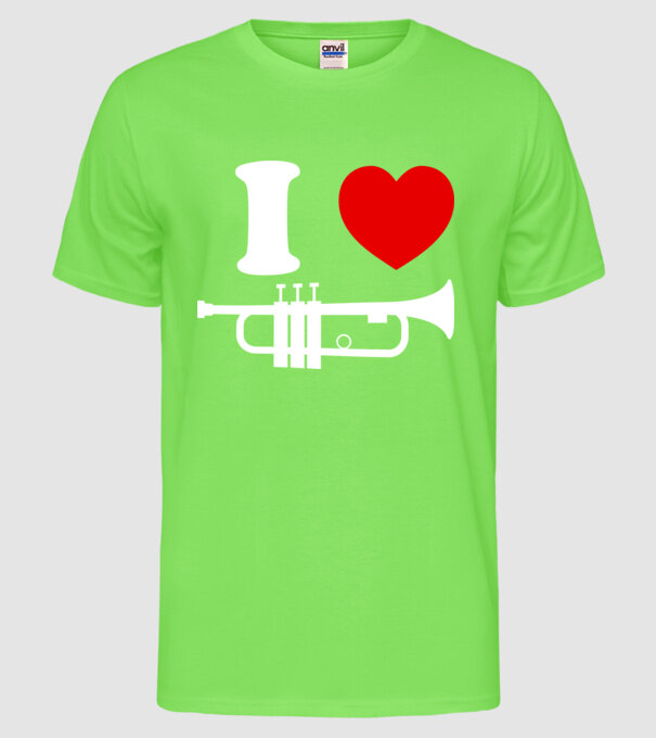I heart trumpet model verde neon pe tricou