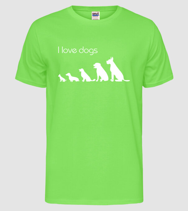 I love dogs model verde neon pe tricou