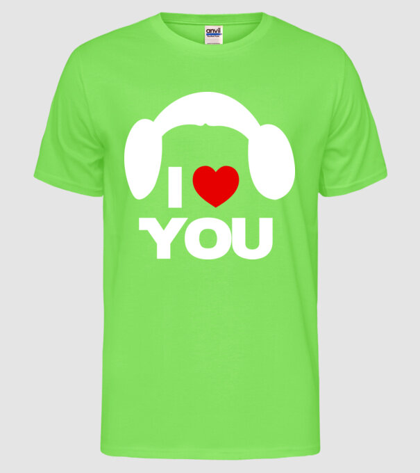 i love u model verde neon pe tricou