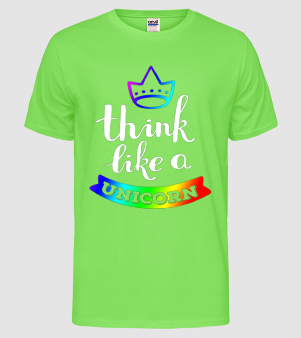 I think like a UNICORN model verde neon pe tricou