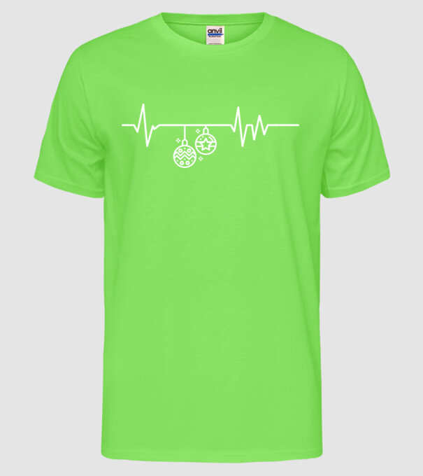 heartbeat Crăciun model verde neon pe tricou