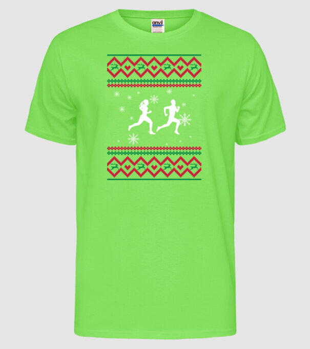 Model tricotat de Crăciun - alergători model verde neon pe tricou