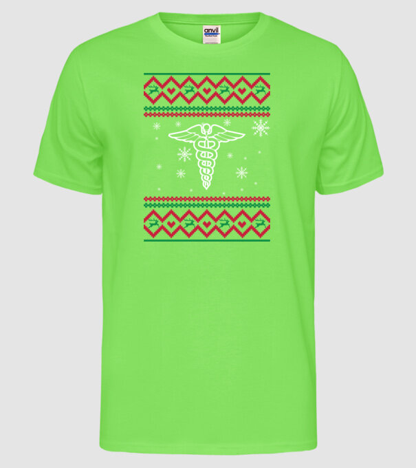 Model tricotat de Crăciun - medicină model verde neon pe tricou