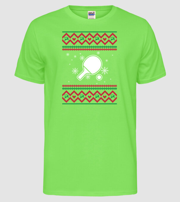 Model tricotat de Crăciun - tenis de masă model verde neon pe tricou