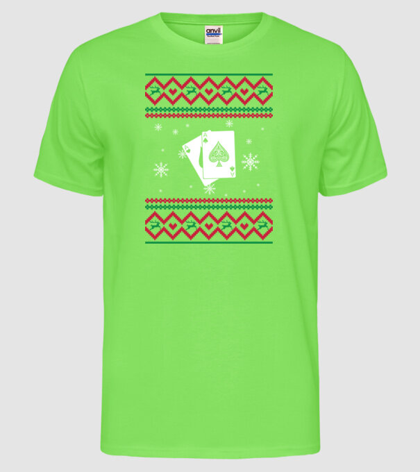 Model tricotat de Crăciun - poker model verde neon pe tricou