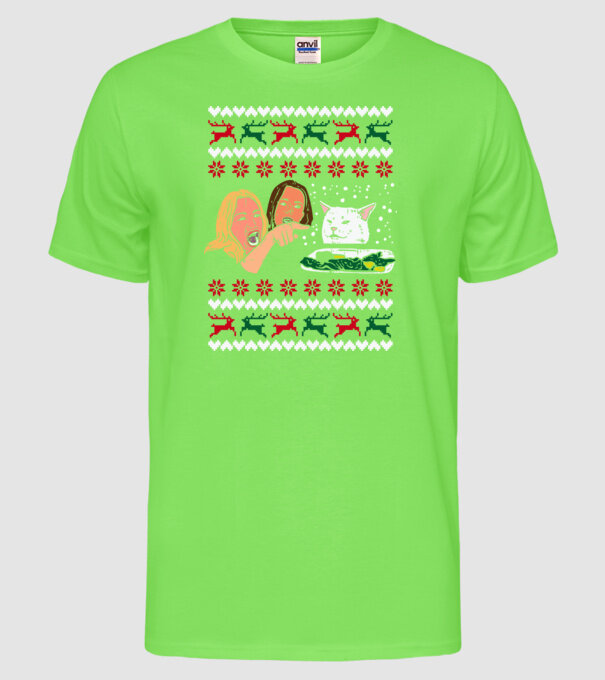 Pulovăr de Crăciun meme model verde neon pe tricou