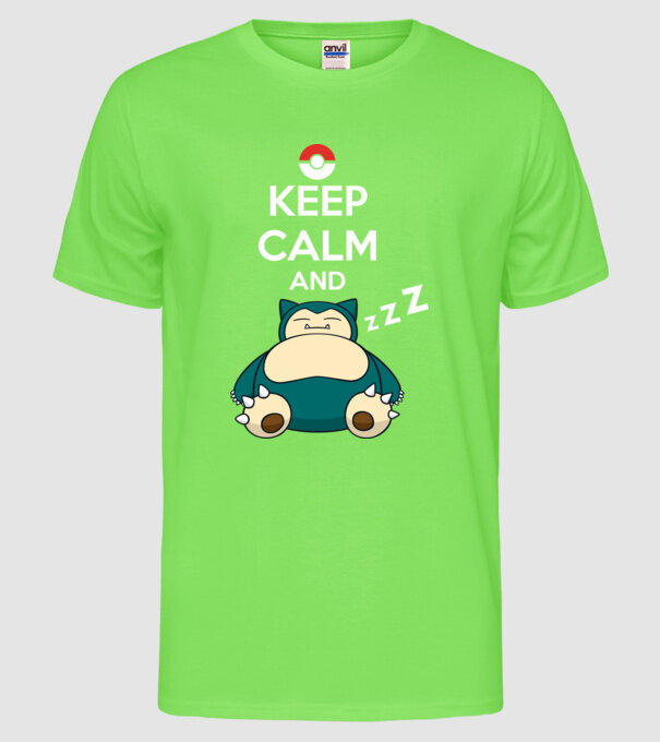 Keep Calm Snorlax model verde neon pe tricou